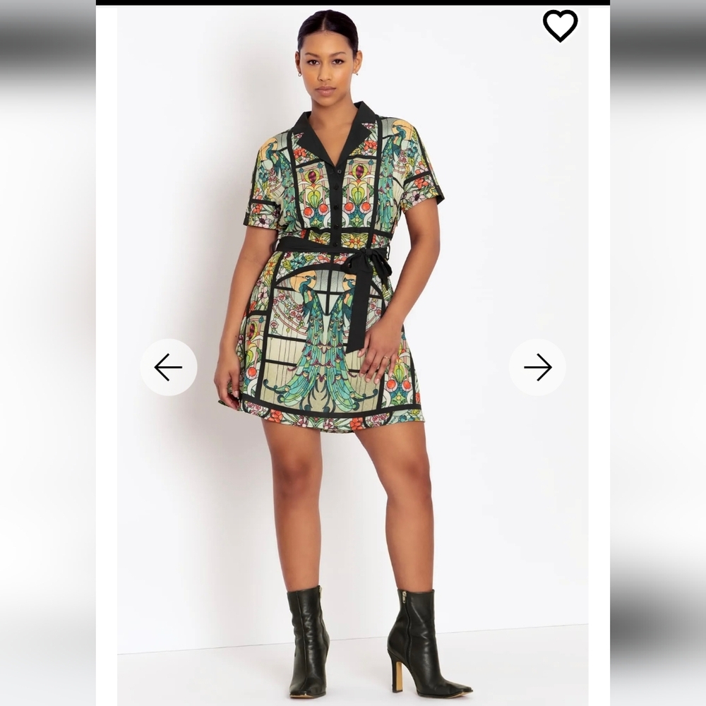 BlackMilk Multicolor Stained Glass Print Short Shirt Dress